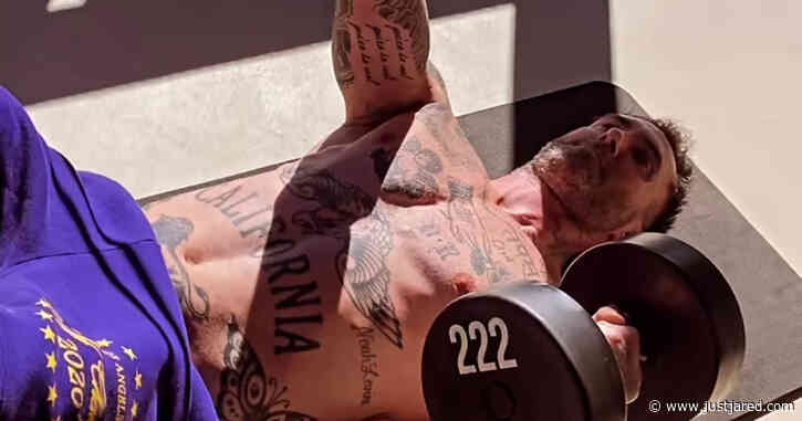 Adam Levine Bares His Tattoos During Shirtless Workout!