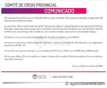 | Coronavirus: este domingo se registraron 100 casos en toda la provincia - Agencia de Noticias San Luis