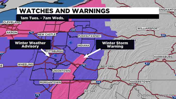 Winter Weather Advisory, Winter Storm Warnings Issued For Western Pa. Areas, 2 To 7 Inches Of Snow Expected