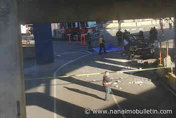 Pickup truck crashes through barrier, falls off ramp at Tsawwassen ferry terminal