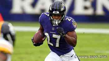 Ravens' Dobbins, Ingram not active vs. Steelers
