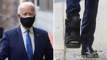 Joe Biden: President-elect seen in protective boot on fractured foot