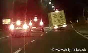 Morrisons delivery driver swerves across M6 to reach exit slip road and nearly collides with car 