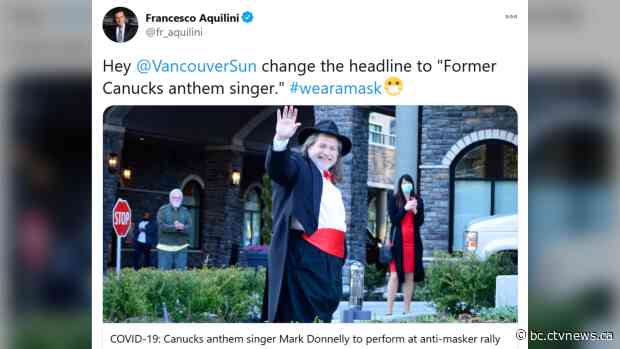 Canucks owner severs ties with anthem singer over scheduled performance at anti-mask rally