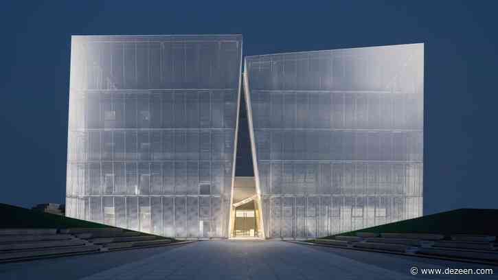 AOE covers exhibition centre in China with white perforated metal