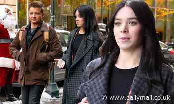 Jeremy Renner and Hailee Steinfeld film upcoming Disney+'s Hawkeye series in New York City