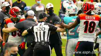 Five ejected in chippy Dolphins-Bengals game