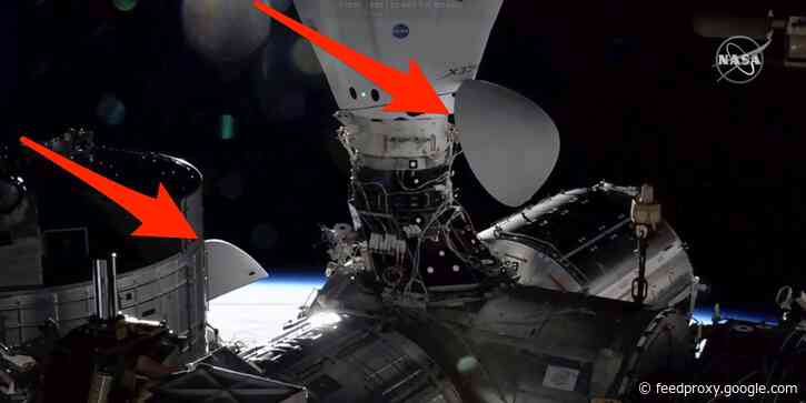 In a first, SpaceX has 2 Dragon spaceships docked to the International Space Station at once - one image shows both