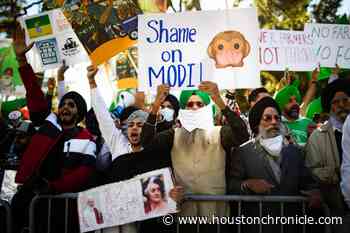 Sikhs protest Indian farm rules outside Houston embassy - Houston Chronicle