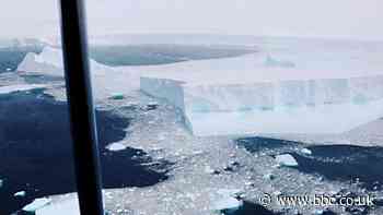 RAF plane flies low over world's biggest iceberg
