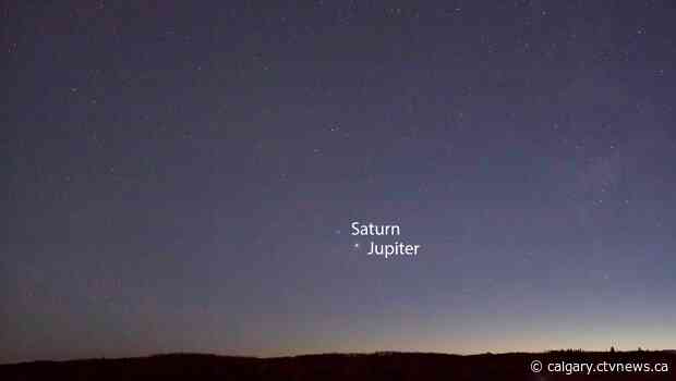 Jupiter and Saturn moving closer together in the evening sky