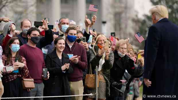 Trump helicopter buzzes supporters rallying in Washington