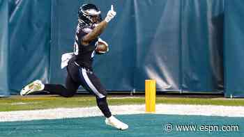 Eagles' Miles Sanders breaks loose for 82-yard TD run to bolster lead