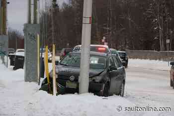 Traffic light damaged in collision