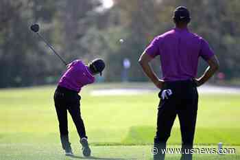 Tiger's Son Makes TV Debut and Looks Just Like He's at Home