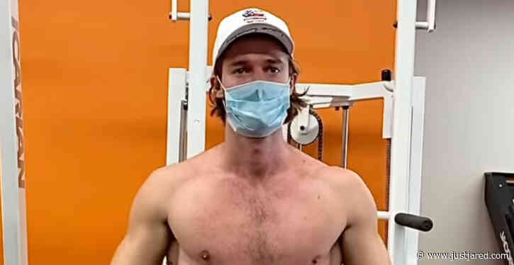 Patrick Schwarzenegger Bares His Abs & Wears a Mask During Workout - Watch!