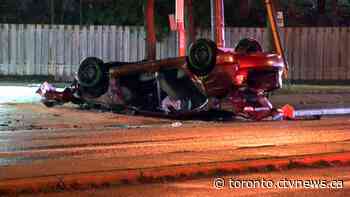 Two males critically injured after single-vehicle crash in Etobicoke