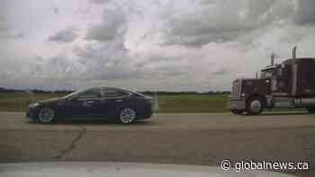 B.C. man accused of dangerous driving for sleeping in self-driving, speeding Tesla