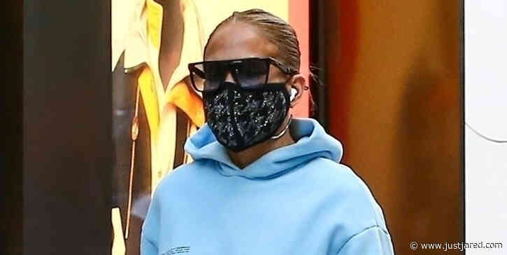 Jennifer Lopez Keeps Cozy in Baby Blue Sweats While Christmas Shopping