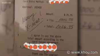 Restaurant surprised by $1,000 Christmas tip on $26 bill as it tries to survive pandemic - KHOU.com