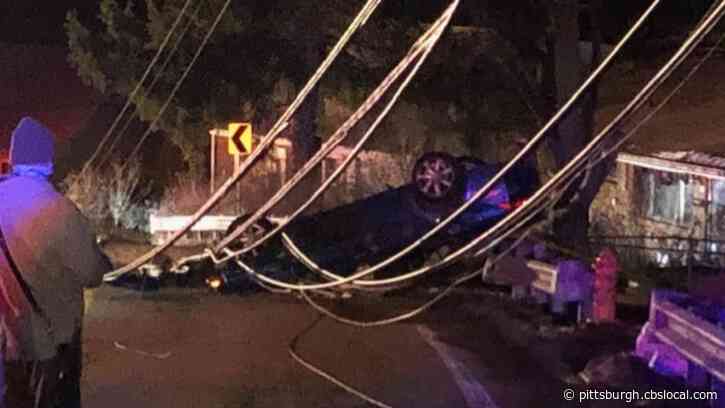 Police Searching For Driver After Rollover Crash Brings Down Wires In Penn Hill