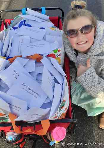 Mare (10) draagt 500 warme brieven rond: “Met een knuffel en iets lekkers bij”