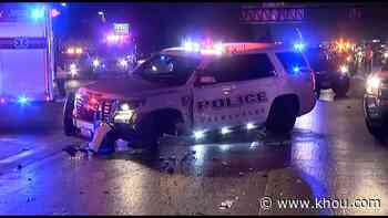 DPS: Suspected intoxicated driver crashes into three police units on I-45 near The Woodlands - KHOU.com