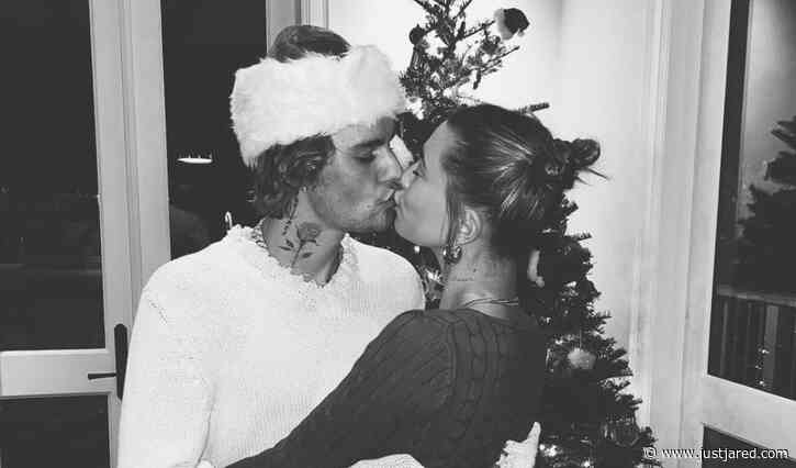 Justin Bieber Shares Christmas Kiss with Wife Hailey in Front of Their Tree