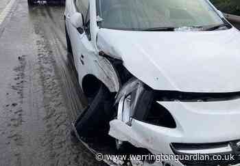 Car crashes in ice in Warrington - before being seized by police