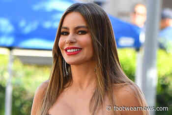 Sofia Vergara Masters Vacation Style in a Ruffled Tube Top, Flowing Skirt & See-Through Wedges - Footwear News