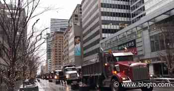 Honking dump truck drivers just took over Toronto streets in a huge protest - blogTO