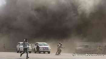 Yemen war: Video shows moment Aden airport attacked