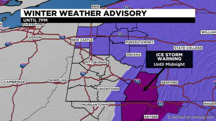 Pittsburgh Weather: Ice Storm Warning Remains In Effect For Somerset Co., Cold Rain Falling On Most Of Western Pa.