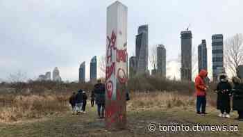 Toronto's mysterious monolith that popped up on New Year's Eve appears to have been vandalized - CTV Toronto