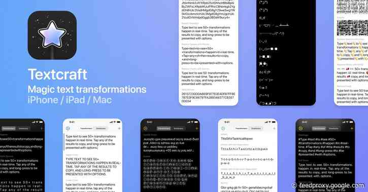 Textcraft app for iOS and Mac offers powerful text conversion tools for HTML stripping, Base64, alt case, emoji, much more