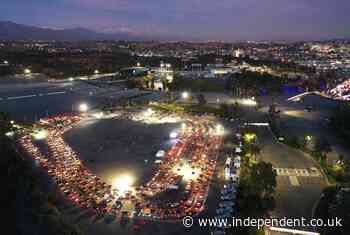 Aerial footage from Los Angeles reveals long lines of cars waiting to get Covid tests