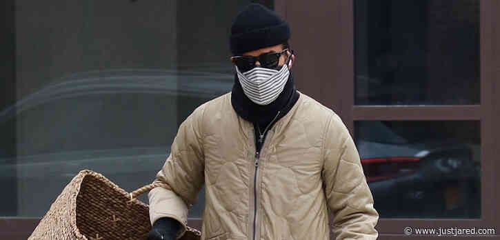 Justin Theroux Takes Dog Kuma With Him While Running Errands