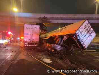 Express lanes reopen in section of Highway 401 in Toronto after transport truck collision - The Globe and Mail