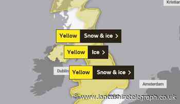 Met Office issue yellow warning for snow and ice until midnight for East Lancashire