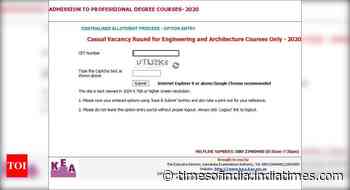 KCET 2020 Counselling for leftover UG engineering and architecture seats begins; apply here - Times of India