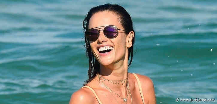 Alessandra Ambrosio Splashes Around in the Ocean During Day at the Beach!