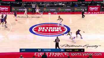 Donovan Mitchell with an and one vs the Detroit Pistons