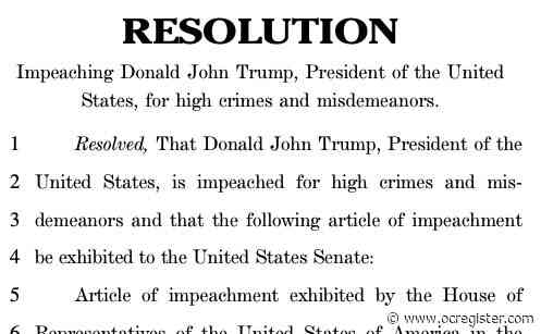 Read: House articles of impeachment against Donald Trump