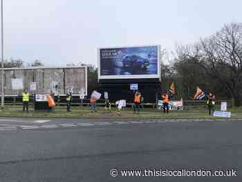 British Gas workers strike on Crittalls Corner in Sidcup