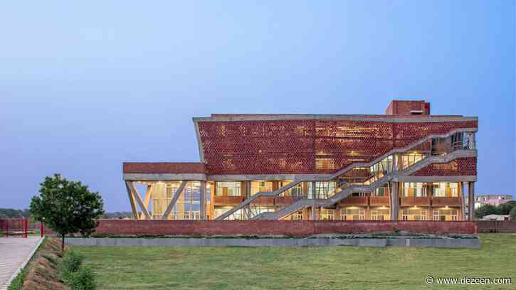 Zero Energy Design Lab creates Girls' Hostel Block with hollow concrete facade