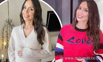 Pregnant Christine Lampard shows off baby bump in red striped jumper
