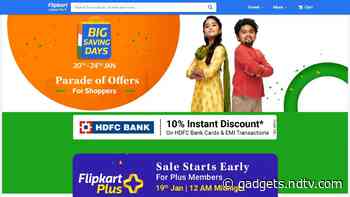 Flipkart Big Saving Days Sale to Start January 20, Discounts on Mobiles, Tablets, TVs, Other Electronics