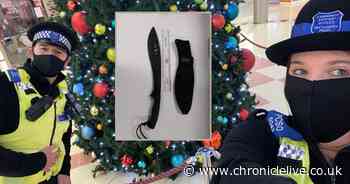 Police seize 12 inch machete while on patrol in shopping centre at Christmas