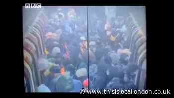 Footage shows packed platforms at jammed London tube station