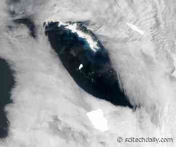 Seawater Cutting Like a Knife Through Enormous Iceberg: A-68A Being Sliced to Pieces